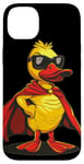 Coque pour iPhone 14 Plus Costume de canard cool avec lunettes de soleil et cape de super-héros