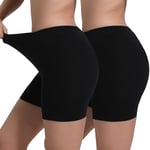 INNERSY Black Under Dress Shorts Women Lycra Chub Rub Shorts No VPL Anti Chafe Shorts 2 Pack (S, 2 Black)