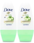 Dove Go Fresh Cucumber Antiperspirant Roll On Deodorant 50ml X 2