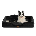 Bedsure Extra Large Dog Sofa Bed - Washable Orthopedic Dog Beds and Couch with Removable Flannel Zipper Cover, XL Waterproof Human Dog Bed, Black Squre Pet Bed, 106x80x16cm