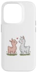 Coque pour iPhone 14 Pro Llama Love Heart Flower Cute Women Kids Men Valentines Day