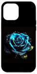 Coque pour iPhone 14 Pro Max Belle rose bleue vibrante avec gouttelettes d'eau
