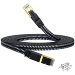 Cable Ethernet 30m Cat 8, Cable RJ45 Plat Nylon Tressé, Cable Réseau Haut Débit - 40 Gigabits/S - 2000 MHz, Cable Internet LAN.[G1633]