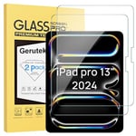 Gerutek 2-Pack Screen Protector for iPad Pro 13-inch (M4)/Air 13-inch (M2) 2024 [Tempered Glass] [Ultra Clear] [Anti Scratch] [Bubble-Free] [[9H Hardness] for iPad Pro 13/Air 13 Screen Protector Film