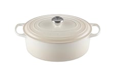 Le Creuset Signature Enamelled Cast Iron Oval Casserole Dish With Lid, 31 cm, 6.3 Litre, Meringue, 21178317164430