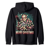 Merry Christmas Horror Fan Slasher 80s-Themed Zip Hoodie