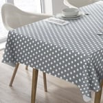 Home Direct Large Rectangular Oilcloth PVC Wipe Clean Tablecloth Table Cover 140cm x 240cm 55x94 Polka Dot Grey Light