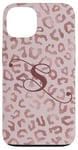 Coque pour iPhone 13 Letter S Initial Leopard Rose Pink Cheetah Monogram