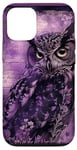 Coque pour iPhone 13 Pro Hibou violet nuit Halloween sombre gothique nature