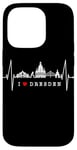 Coque pour iPhone 14 Pro Skyline de Dresde Heartbeat Coeur Allemand I Love Dresden