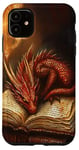 iPhone 11 Aesthetic Gothic Red Dragon Reading Book Painting Bookish Case