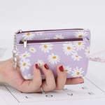 Daisy Coin Purse Miniplånböcker för kvinnor med dragkedja Nyckelring Kort H Purple