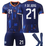 UEFA Euro 2024 Nederländerna Hemmaborta Barn Vuxen Fotbollströja Nr.21 F.DE JONG Away 28