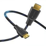 Sonero® câble Premium High Speed ​​Mini HDMI vers HDMI 4K, fiche Mini HDMI C vers fiche HDMI A, contacts plaqués Or, double blindage, gaine textile, 3.00m