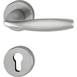 HOPPE Porte Porte d'entrée FH Poignée de New York, aluminium effet acier inoxydable, Clé Rosace pour porte, épaisseur de porte 40–45 mm, rundrosette PZ