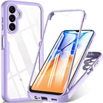 For Samsung Galaxy A14 Case, Samsung A14 4G|5G Case,[Military Grade Drop] 360° Full Body Rugged Bumper Case with Built-in 9H Screen Protector,Shoockproof Cover Phone Case for Samsung A14 4G|5G, Purple