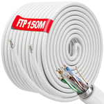 Cable Ethernet 150m Blindé, Câble Réseau 150m RJ45 Câble Exterieur Intérieur | AWG 23, FTP PIMF, Anti-interférence, Ignifuge, Exterieur Etanche, Haut Debi Gigabit CAT 6 | (Blanc, 150 mètres).[G2662]