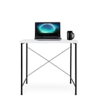 Absolute Deal Compact Corner Desk - Versatile Home Office Workstation & Gaming Desk for Small Spaces - 80x50x75 cm - White Desk Wooden Top/Black Legs