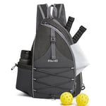 G4Free Sac à Dos de Pickleball pour Homme et Femme, Sac à bandoulière réglable avec Poche étanche/Crochet de clôture, Gris foncé, Sac à Dos décontracté