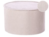 Puff Ljusbeige Bomull 40 x 25 cm Rund Sammetsstruktur Ribbad Avtagbart Överdrag Maskintvättbar Sovrum Vardagsrum