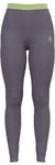 Odlo Women's Performance Wool 150 Base Layer Bottom Gray Ridge Melange - Shadow Lime, S