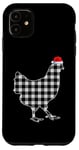 Coque pour iPhone 11 Chemise de Noël poulet noir et blanc Buffalo Plaid Pyjama