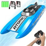 VOLANTEXRC Remote Control Boats for Pool and Lake 20+MPH High Speed RC Boat for Kids or Adults Toy Gifts Remote Controlled Boat with 2 Batteries & Reverse Function (Atomic XS 795-5 Blue)