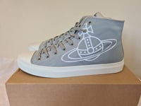 Vivienne Westwood Hi Top Trainers Grey Canvas Orb Sneakers Plimsolls UK 11 EU 45