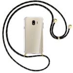 Collier pour Samsung Galaxy J4 2018 noir+or (O) Etui Coque antichoc avec cordon