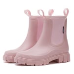 AONEGOLD Bottes De Pluie Femme Caoutchouc Imperméables Antidérapant Légères Wellies Rain Boots Semi-Hautes de Jardinage Chaussures(Rose,39 EU)