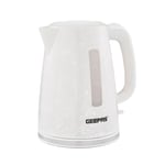 Geepas 1.7L Skye Electric Kettle | 2200W Premium Kettle with 360° Rotational Base, Cordless | Concealed Heating, Strix Controller - Space Saving Cord Storage & LED Indicator | 2 Year Warranty, White