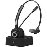 Casque Bluetooth avec Micro sans Fil Casque avec Base de Charge Casque Téléphonique Casque PC Professionnel pour Annulation de Bru