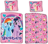 Sängkläder för barn 100x140 cm - My Little Pony Besties - 2 i 1 design - 100% bomull