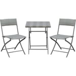Outsunny Ensemble Meubles de Jardin Design Table carré et chaises Pliables résine tressée Imitation rotin gris
