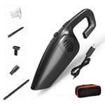 NCBH Portable Handheld Vacuum Cleaner 7000pa Suction Powerful Handheld Vacuum Cleaner with Power Cord, HEPA Filter, Long Hose, Extension Tube for Home, Car and Pet,Black,Wired(A)