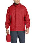 33,000ft Men's Lightweight Waterproof Outdoor Jackets Windproof Rain Shell Jacket Packaway Hooded Raincoat for Golf Fishing Cycling Chili red S