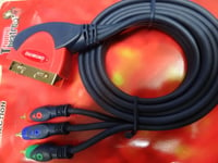 SCART to RGB 3x phono video lead premium quality OFC cable TV Video DVD gold RCA