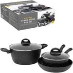 Blackmoor Pan Sets / 2, 3 and 4 Piece Sets / 2 Colours/Non-Stick/Cool-Touch for