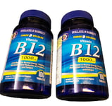 2 Bottles Of Holland & Barrett Vit B12 1000ug Natural Vegan Supplement Tablets