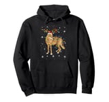 Coyote Animal Santa Hat Ugly Christmas Tree Lights Pullover Hoodie