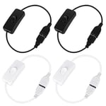 4PCS Câble USB avec Interrupteur On/Off Interrupteur Usb On Off Câble USB Mâle à Femelle avec Interrupteur pour Enregistreur de Conduite,Lampe de Bureau LED,Ventilateur USB,Bandes LED