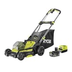 Ryobi - Tondeuse poussée Brushless 18V One+ 40 cm - jusqu'à 600 m² (avec 2 Batteries 4Ah) -1 Batterie 5Ah & Chargeur - RY18LMX40C-150