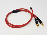 RCA Phono to 3.5mm Stereo Mini Jack Aux Cable Van Damme Pro OFC Lead Red 1m