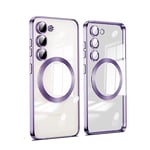 Coque magnétique pour Samsung S23 Plus compatible avec MagSafe, Anti-cratch Étui de protection antichoc pour Samsung S23 Plus, protection intégrée de l'objectif de l'appareil photo-violet