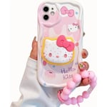 Kompatibelt Sött Kattfodral för iPhone, Rosa Kawaii med stativ och hänge Telefonskal, Cartoon Clear Soft TPU Telefonskydd iPhone 11