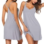 Ekouaer Chemise de Nuit Femme Chemise de Nuit Courte Col en V sans Manches Vêtements de Nuit Décontracté Baggy Chemise de Nuit Grande Taille Vêtements de Nuit, Gris, XL