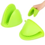 Silicone Thicken Gloves Pot holder Grip Heat Resistant Pinch Finger Protector Kitchen Accessories for Kitchen Cooking Baking from Hot Plate Pot Dish and Bowl- Set of 2,Green