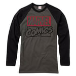 Marvel Mens - Contrast Logo - Baseball T-shirt - Light Graphite / Black