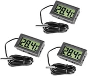 Inrigorous 3 x Black Digital Steel Fridge Freezer Thermometer with Temperatur...