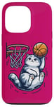 Coque pour iPhone 13 Pro Belle idée cadeau design drôle chat qui fait du basketball